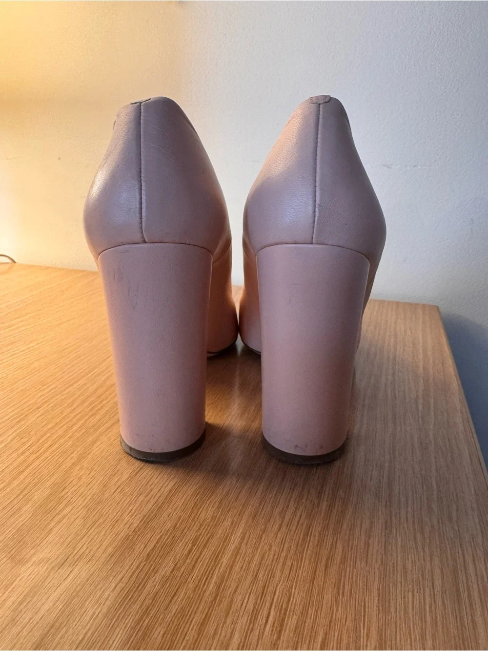 J. Crew Italian Leather Lena Block Heel Pumps - Pink with Black Cap Toe 9.5 - Picture 2 of 4